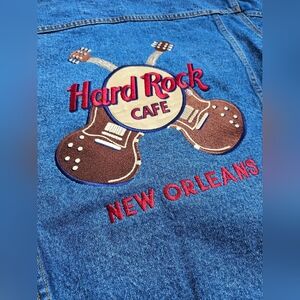 NWT Hard Rock Cafe Guitars Denim Jacket Button Front Jean Embroidered S Unisex